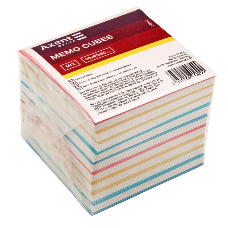 Паперовий блок для нотаток DELTA Mix 90*90*80 мм непроклеєний (D8015)